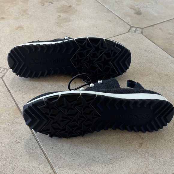 Jimmy Choo Black Pearl-Accent Knit Sneakers - Picture 6 of 7